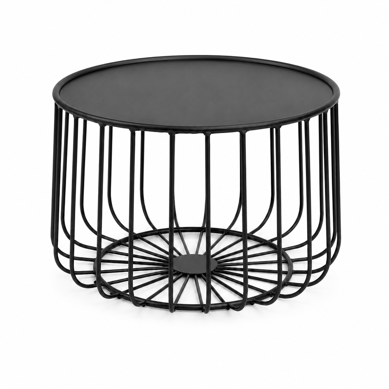 Round Metal Lift-Top Storage Coffee Table