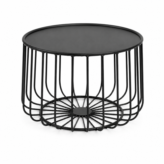 Round Metal Lift-Top Storage Coffee Table