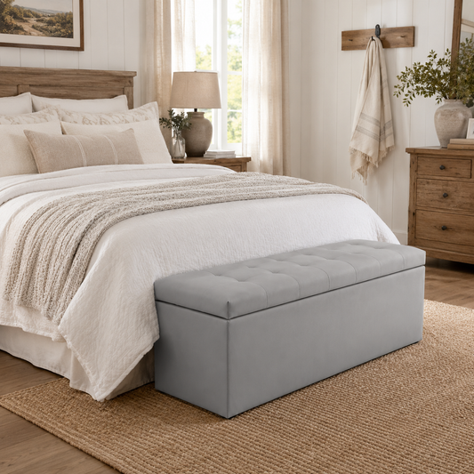 Faux Leather Storage Ottoman Bench