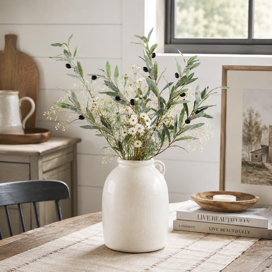Faux Olive Branch Stem (37.4in, 4-Fork)