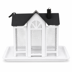 House-Style Hanging Bird Feeder with Seed Tray (Metal)