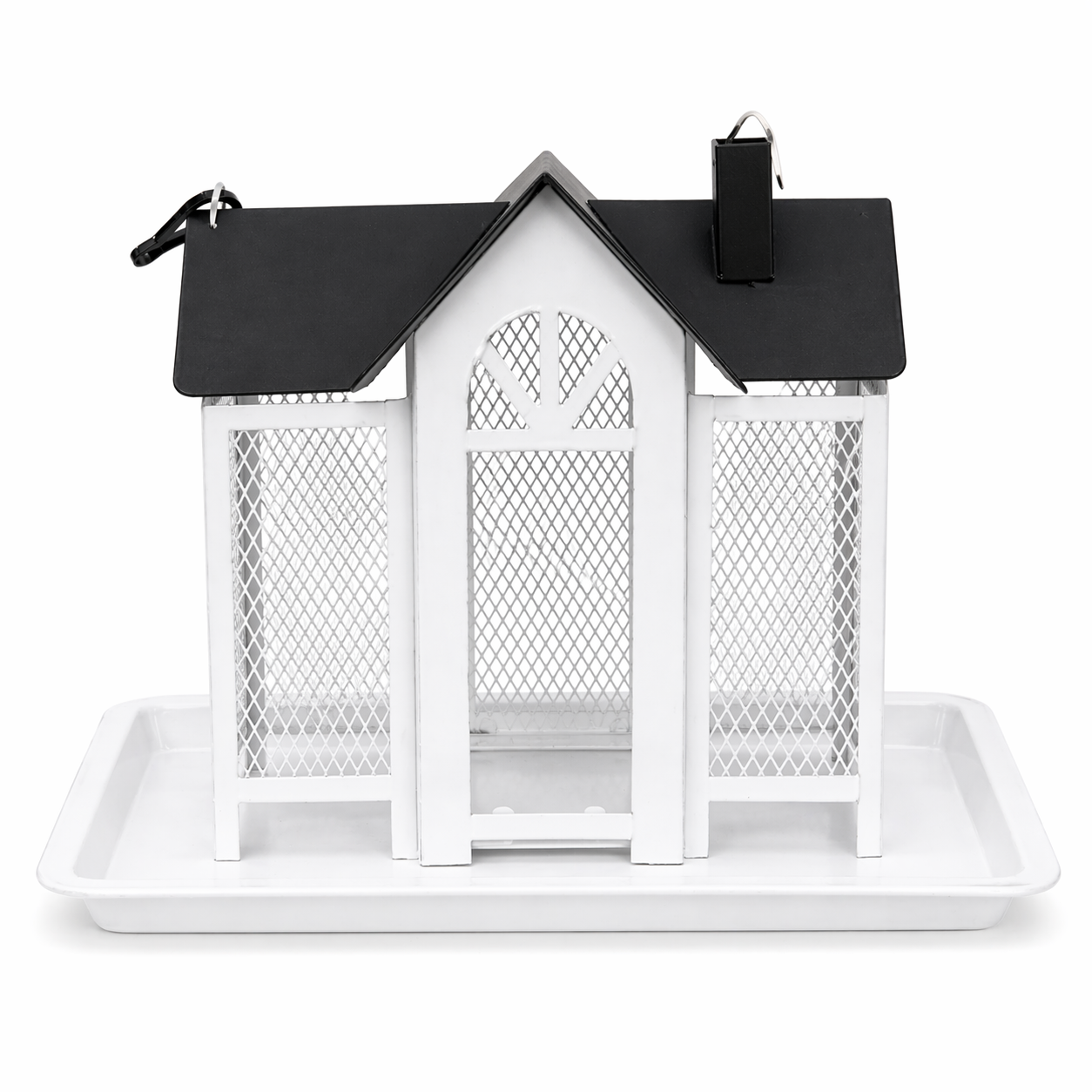 House-Style Hanging Bird Feeder with Seed Tray (Metal)