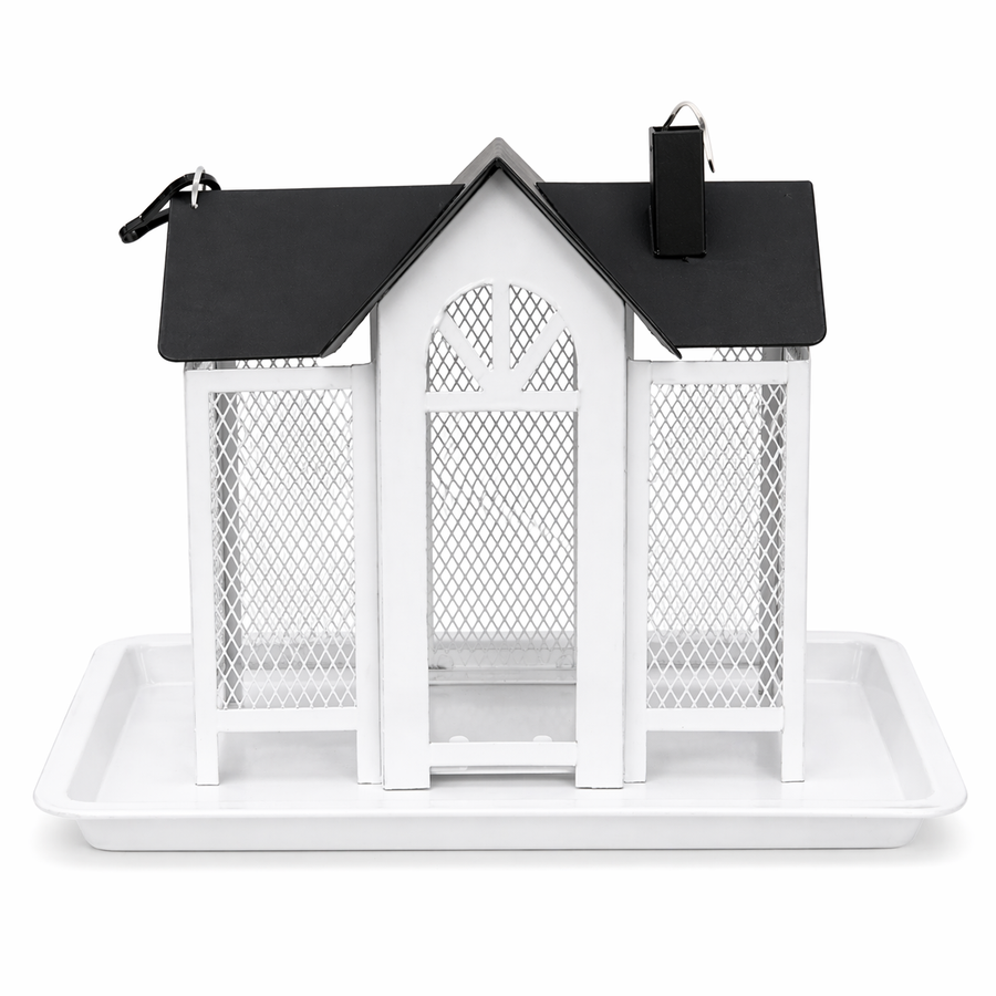 House-Style Hanging Bird Feeder with Seed Tray (Metal)