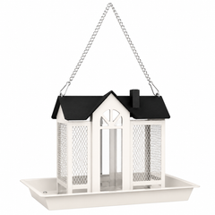 House-Style Hanging Bird Feeder with Seed Tray (Metal)