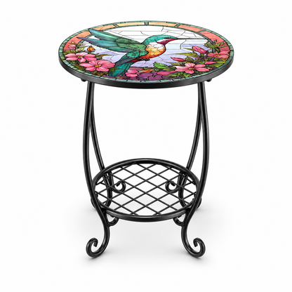 Decorative Round Side Table with Patterned Top (5 Designs)