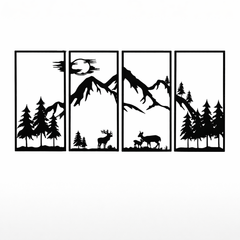 Mountain Silhouette Quartet-Black Framed Abstract Metal Wall Art (Set of 4)
