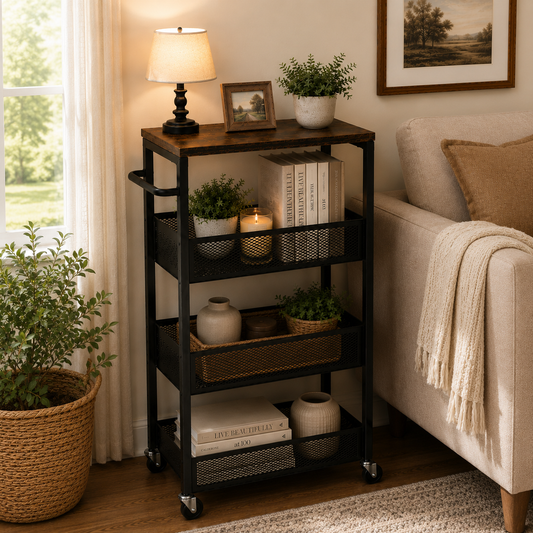 3-Tier Slim Rolling Storage Cart for Narrow Spaces