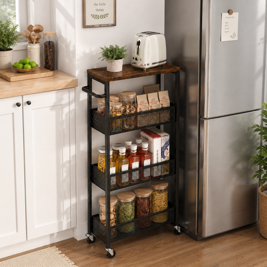 3-Tier Slim Rolling Storage Cart for Narrow Spaces