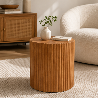 Ribbed Cylindrical End Table