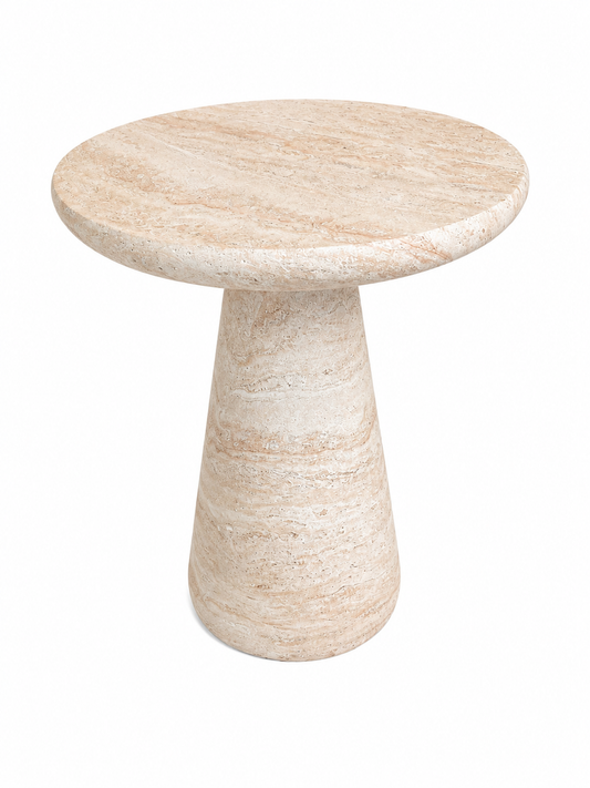 Faux Travertine Cone-Shaped Side Table