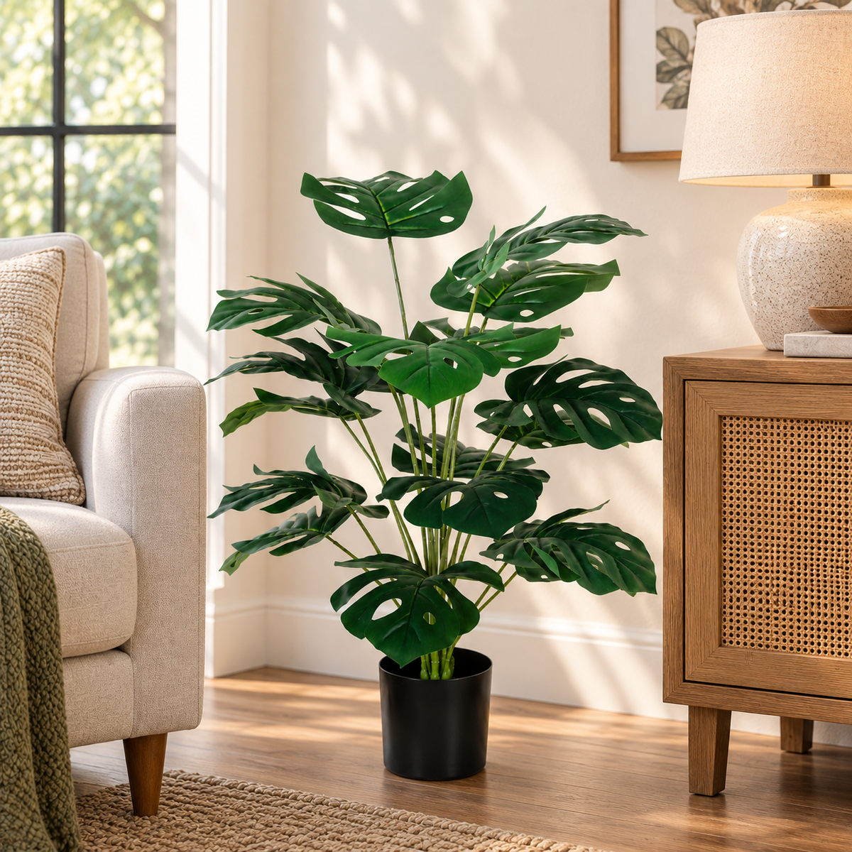 Faux Monstera Leaves Plant (2.13 ft H)