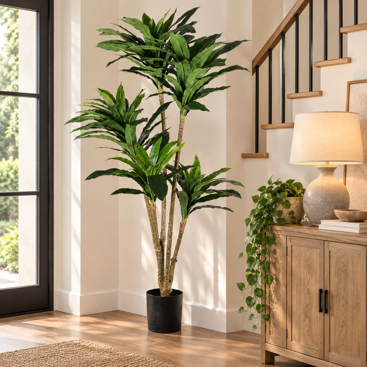 Faux 5-Head Green Dracaena (5.58 ft H)