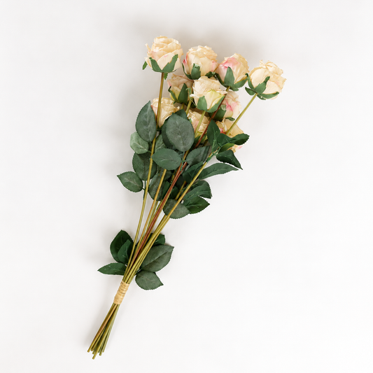 Champagne Long Stem Artificial Roses (10 Stems)