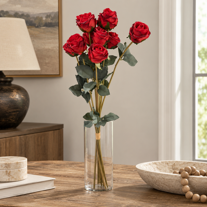 Red Long Stem Artificial Roses (10 Stems)