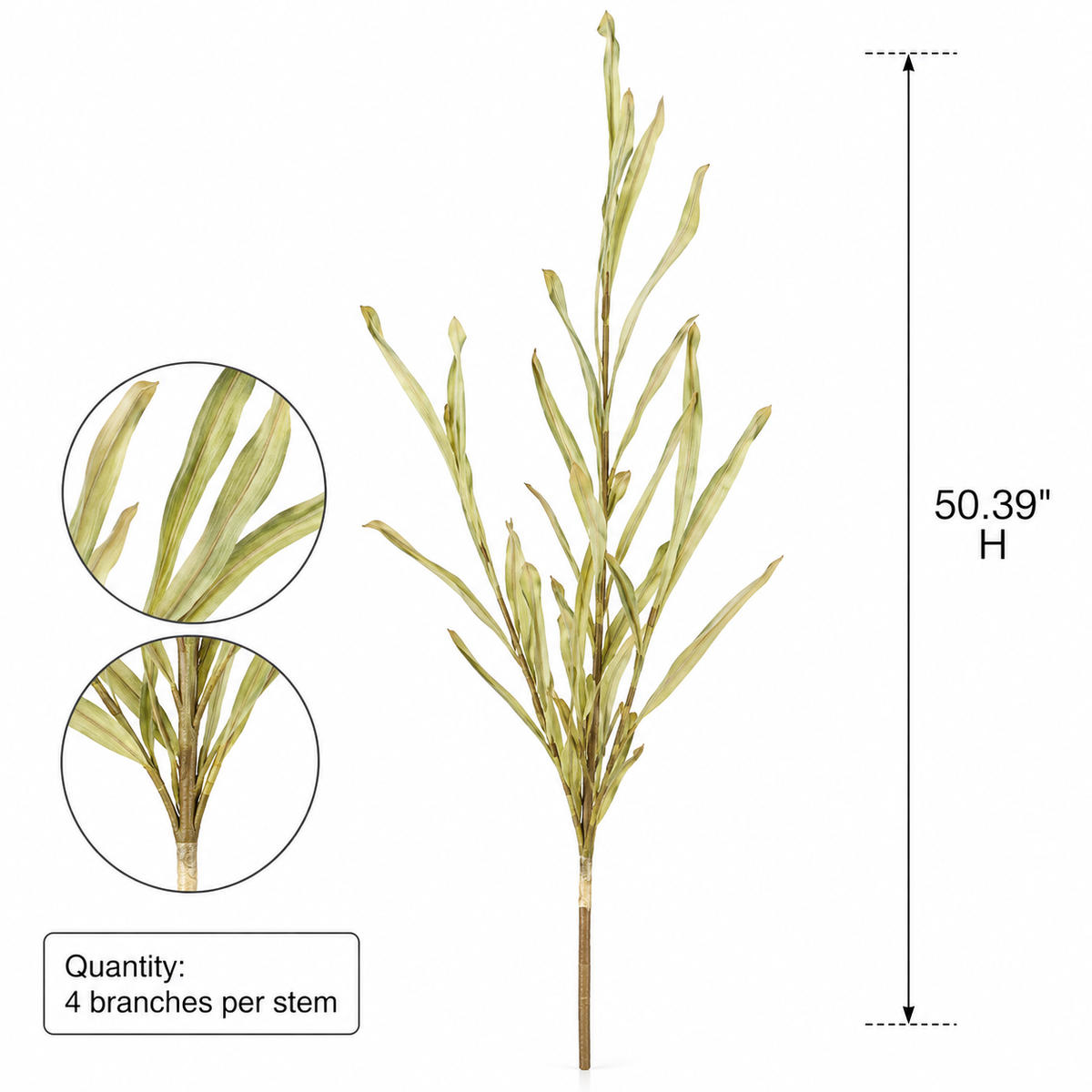 4-Branch Faux Orchid Leaves (50.39 in H)