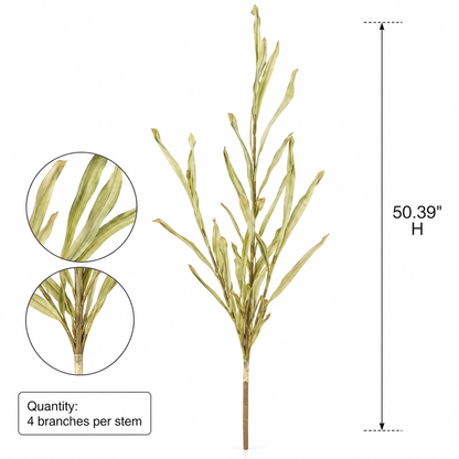 4-Branch Faux Orchid Leaves (50.39 in H)