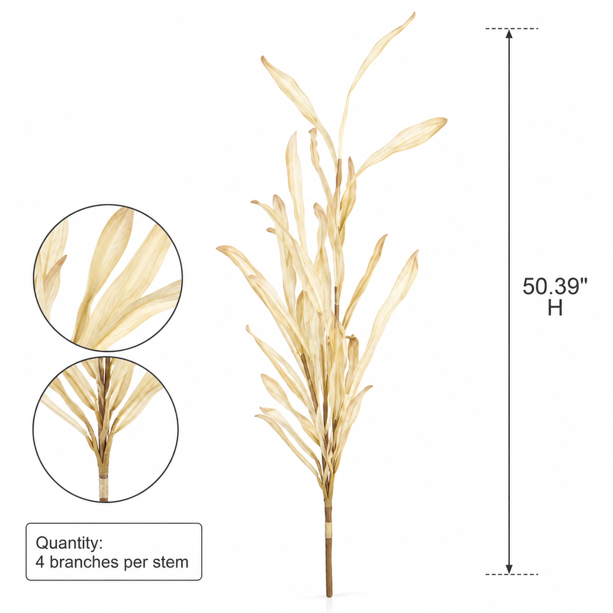 4-Branch Faux Orchid Leaves (50.39 in H)