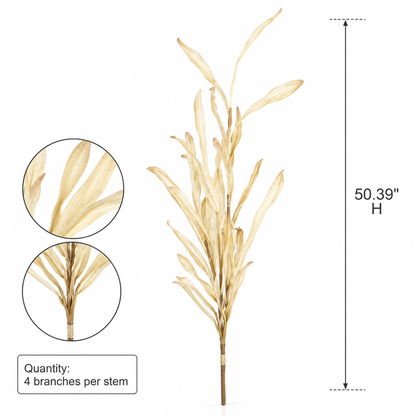 4-Branch Faux Orchid Leaves (50.39 in H)
