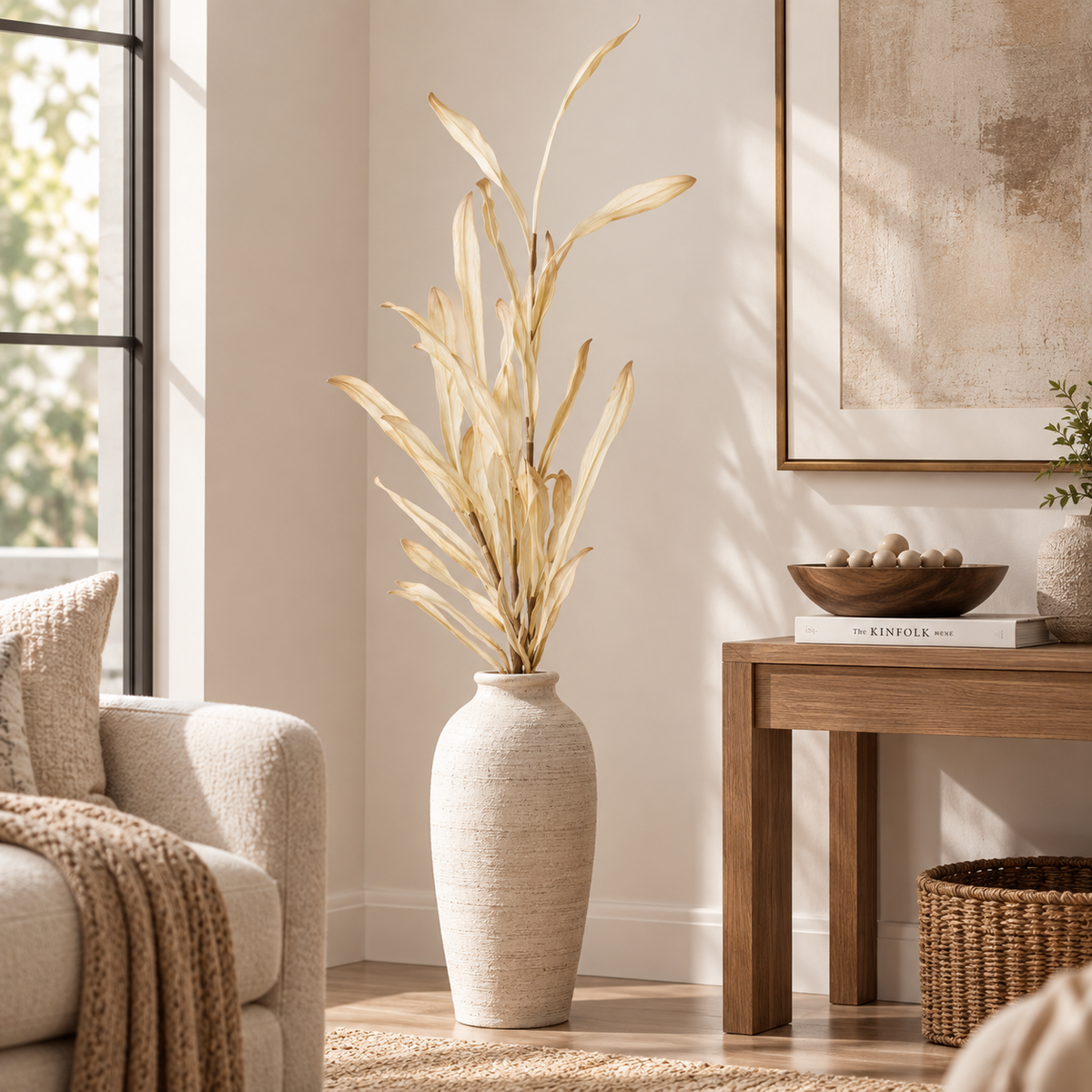 4-Branch Faux Orchid Leaves (50.39 in H)