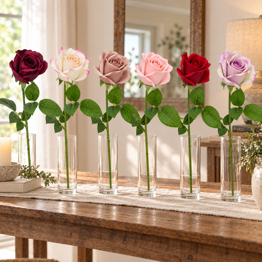 Faux Small Rose Stem (22 in H)