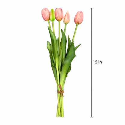 Faux 5-Head Tulip Stem (15.35 in H)