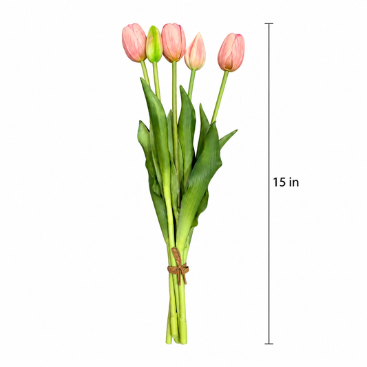Faux 5-Head Tulip Stem (15.35 in H)