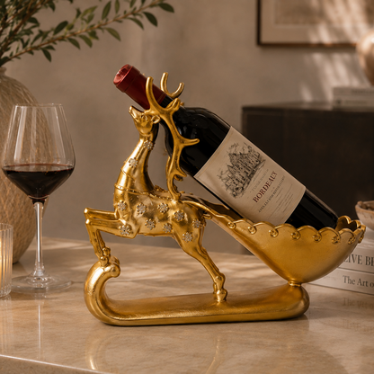 Golden Resin Deer Wine Rack