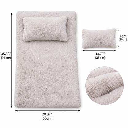 Wooden Pet Bed with Plush Cushion
