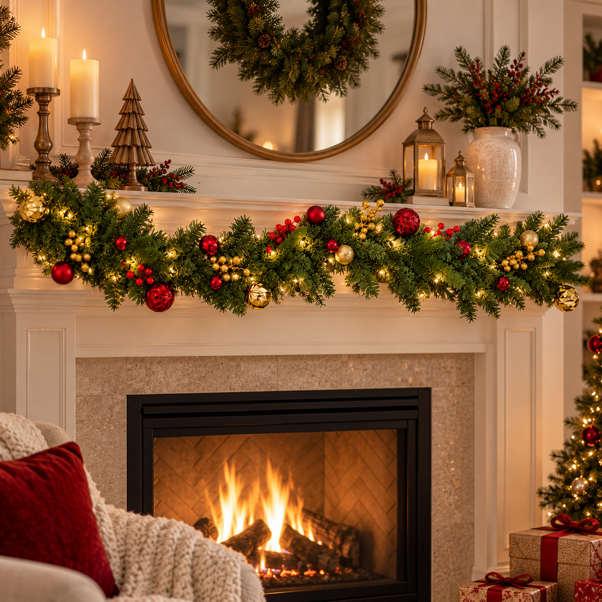 Lighted Ball Christmas Garland (4.92 ft L)