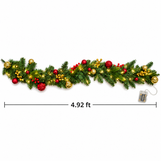 Lighted Ball Christmas Garland (4.92 ft L)