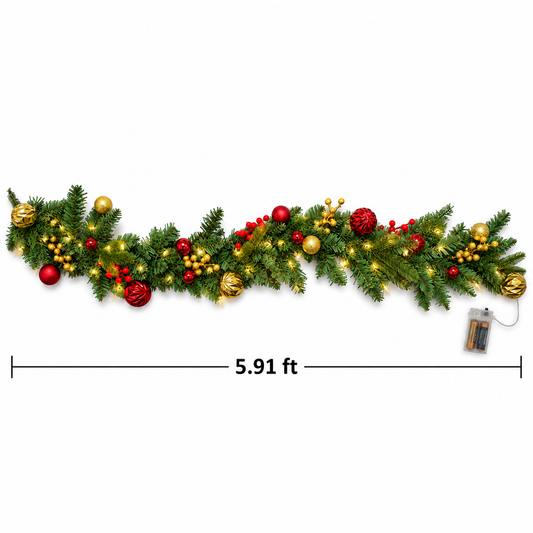Lighted Ball Christmas Garland (5.91 ft L)