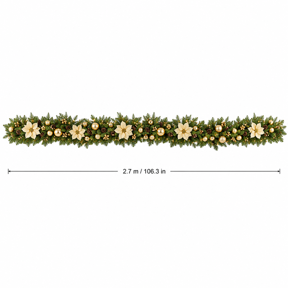 Golden Flower Christmas Garland (8.86 ft L)