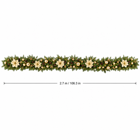 Golden Flower Christmas Garland (8.86 ft L)