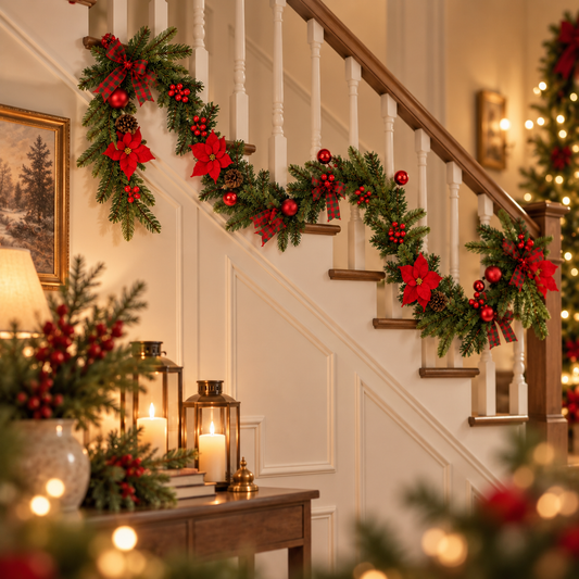 Red Flower Christmas Garland (3 Different Sizes)