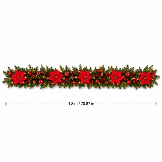 Red Flower Christmas Garland (5.91 ft L)