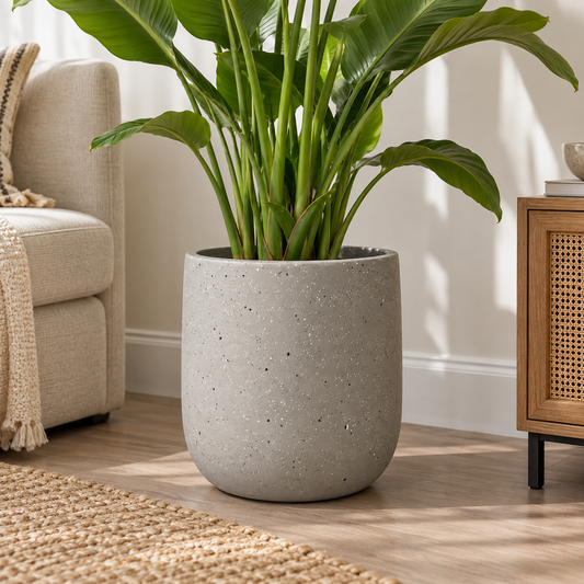 Light Grey Dotted Flower Pot (12.99"D×14.17"H)