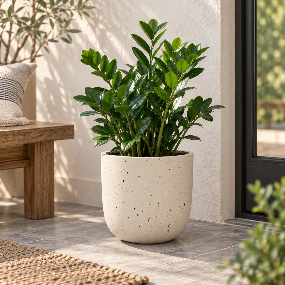 Beige Dotted Flower Pot (13.39"D×12.99"H)