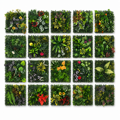 CanopyGrid Modular Greenery Wall Tile Kit — 20 Interlocking Faux Plant Panels (10" x 10")