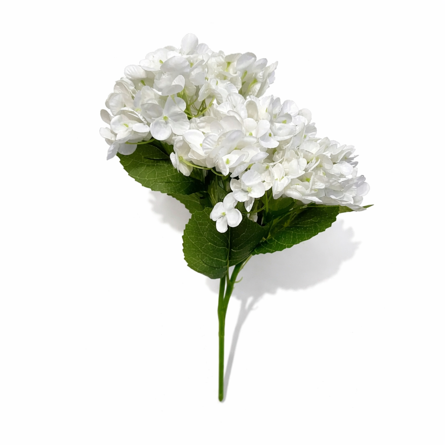 LuxeTouch 3D Hydrangea Stem-White, Soft-Touch Faux Bloom (17.7in)