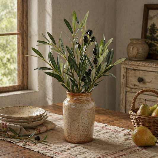 Olive Berry Spray Stem-Green Faux Olive Branch (17.7in)