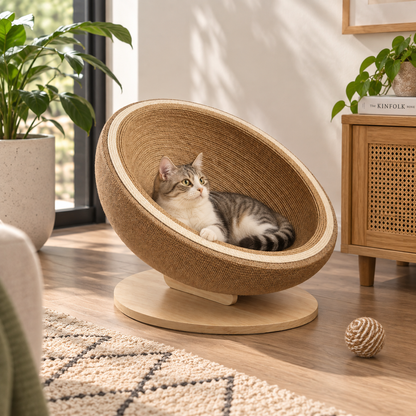 Egg-Shaped Cat Scratcher Bed