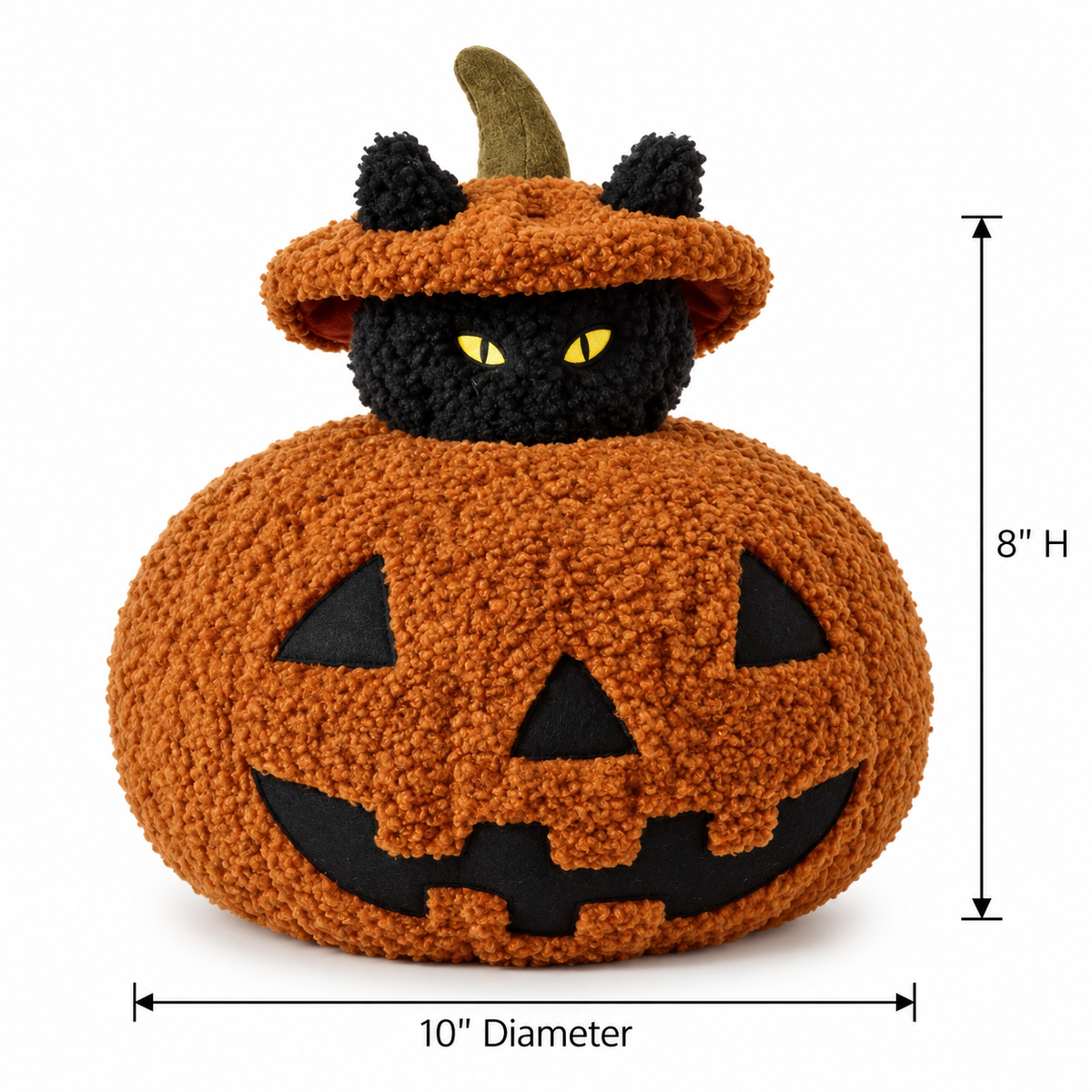 Black Cat Jack-o'-Lantern Pillow