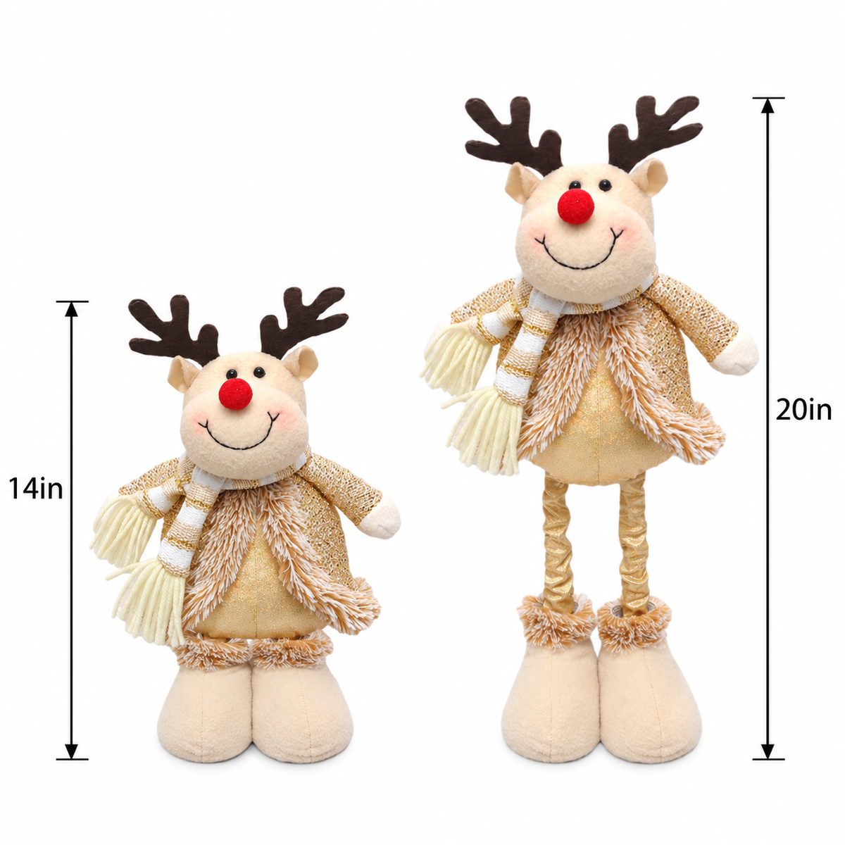 Extendable Reindeern Figurine (14"–20" H adjustable)