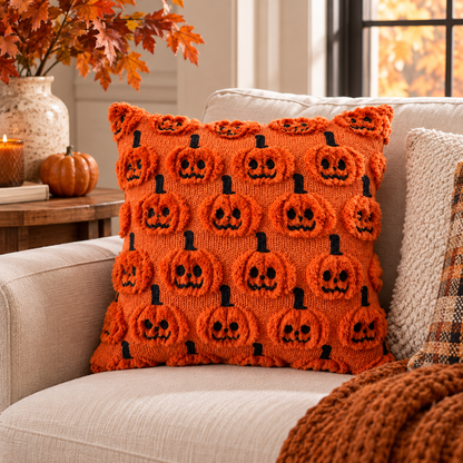 Big Eyed Pumpkin Pillow Case (20"L × 20"W)