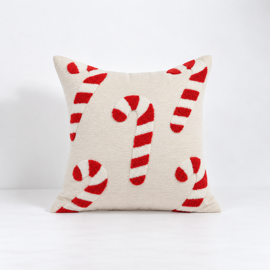 Chenille Xmas Candy Cane Pillow Cover (18"L × 18"W)