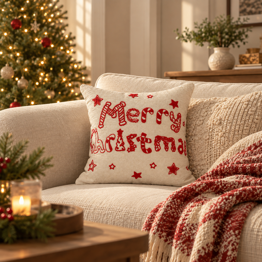 Chenille Star Decor Pillow Cover (18"L × 18"W)