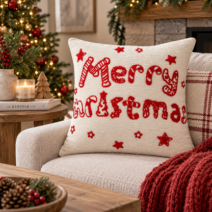 Chenille Star Decor Pillow Cover (18"L × 18"W)