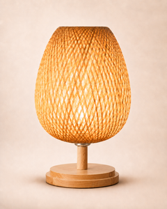 Bamboo Weave Table Lamp-Wood Base (2 Shade Shapes)