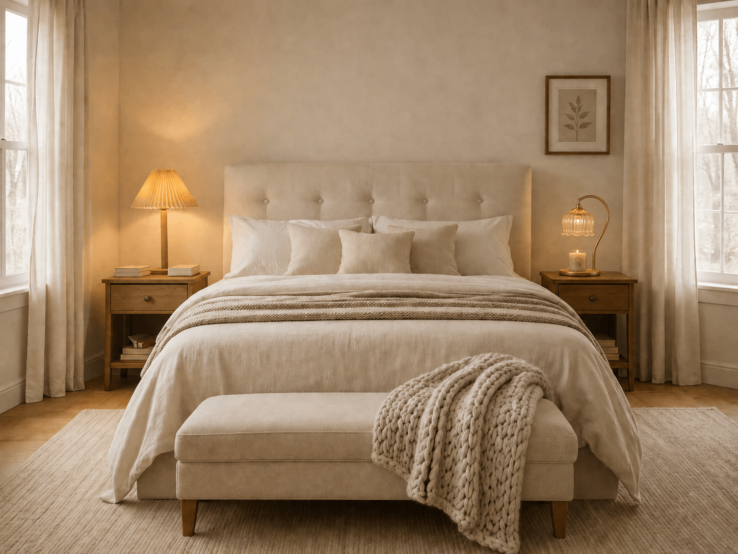 Calm Bedroom with Layered Bedside Lighting