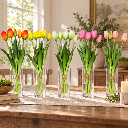 Faux 5-Head Tulip Stem (15.35 in H)